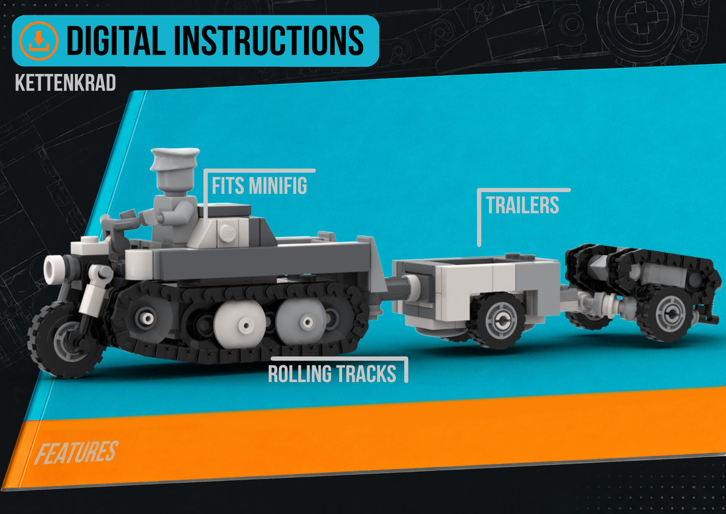Sd.kfz.2 Kettenkrad - DIGITAL INSTRUCTIONS ONLY (No Physical Kit, No Bricks Included)