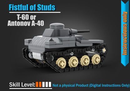 T-60 Light Tank - DIGITAL INSTRUCTIONS ONLY (No Physical Kit, No Bricks Included)